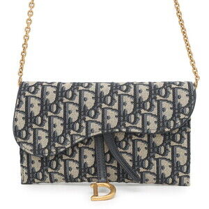 Christian Dior Chain Wallet Saddle Pouch Jacquard Trotter